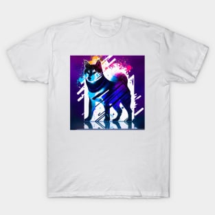 Shiba Inu Synthwave Retro Art T-Shirt